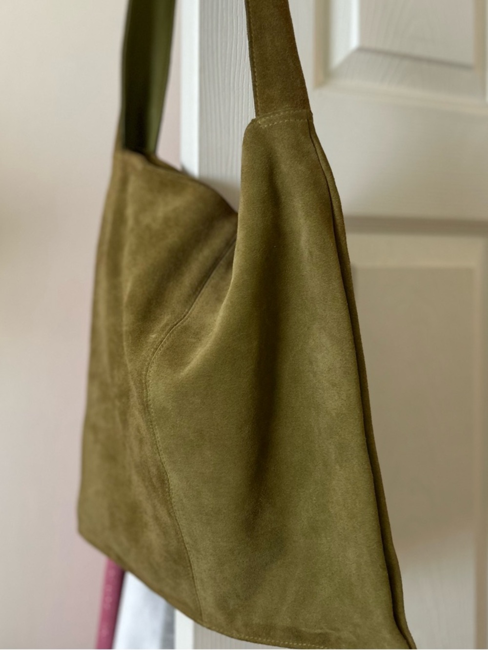Olive Suede Shoulder Bag - Women
